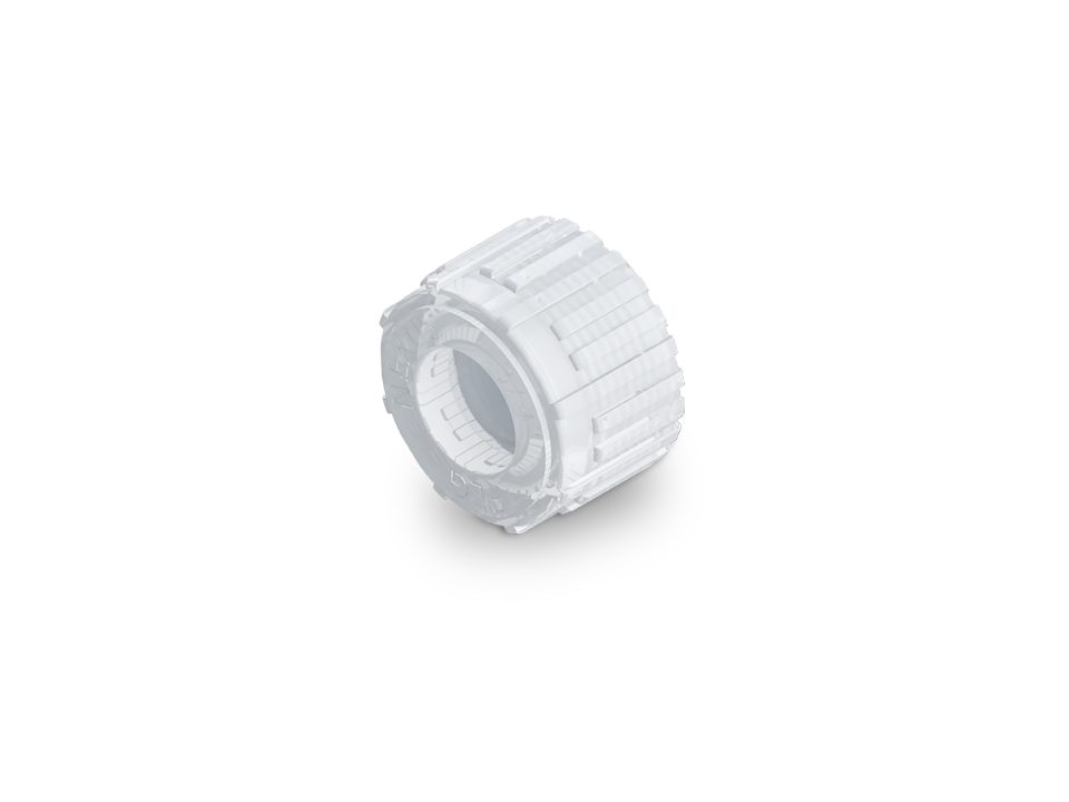 Nexus Connect fitting made of PFA in an angled design with gauge ring, suitable for 200 °C and 8.28 bar, compatible with Super 300 Type Pillar.