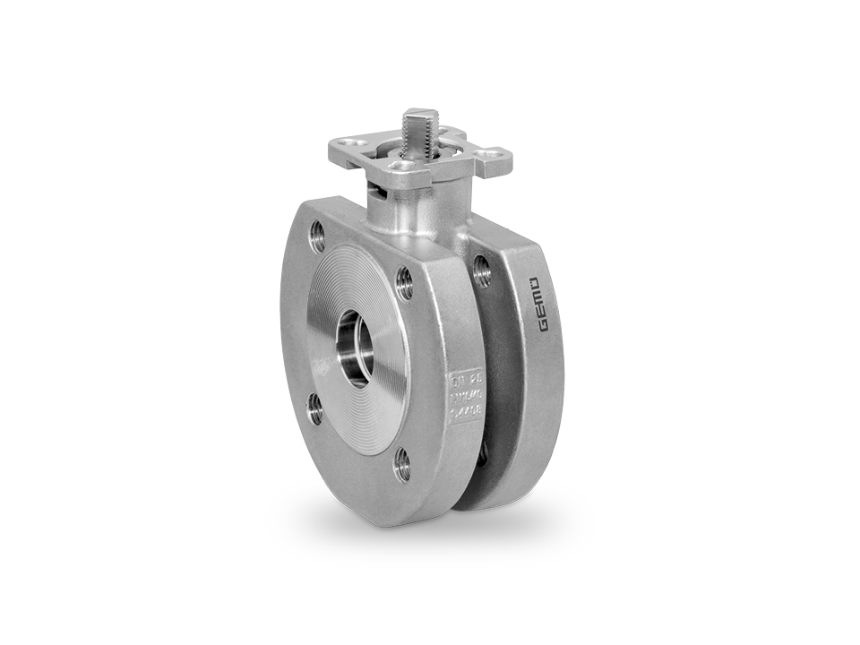 Robinet à boisseau sphérique compact en acier inoxydable avec raccord à bride et plaque de fixation – idéal pour l'industrie chimique, pharmaceutique et alimentaire.