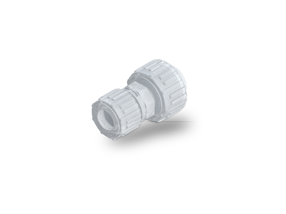 Y-Stück aus PFA mit Nexus Connect und SpaceSaver für sichere Medienverteilung in Hochreinheitsanwendungen.
