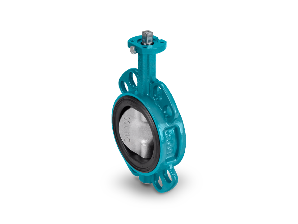 Centric butterfly valve with stainless steel disc, elastic seal and flange connection – ideal for water treatment, chemical and process engineering.