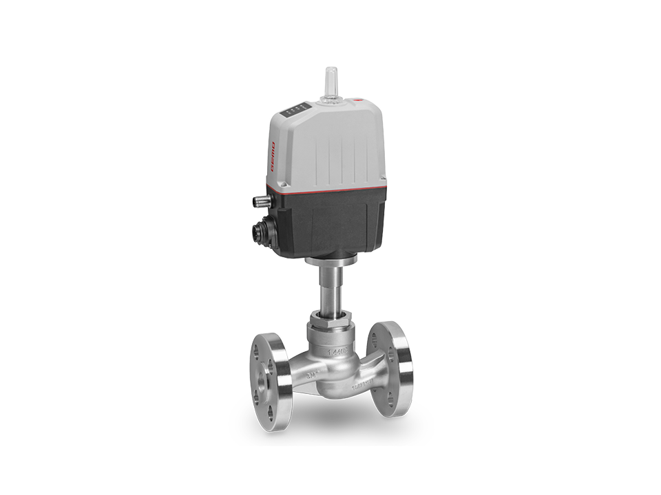 Électrovanne à siège GEMÜ avec corps en acier inoxydable et raccords à bride pour une régulation précise du débit dans les applications industrielles.,Électrovanne à siège GEMÜ avec corps en acier inoxydable et raccords à bride pour une régulation précise