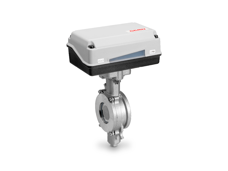 Válvula borboleta de alto desempenho operada eletricamente feita de aço inoxidável com revestimento de PTFE e conexão de flange - ideal para os setores químico, farmacêutico e de processamento de alimentos.