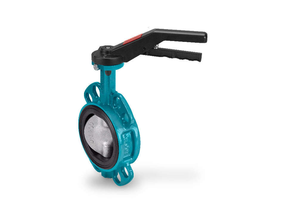 Manual butterfly valve with lever handle, stainless steel disc and flange connection – ideal for water treatment, chemical and process engineering.