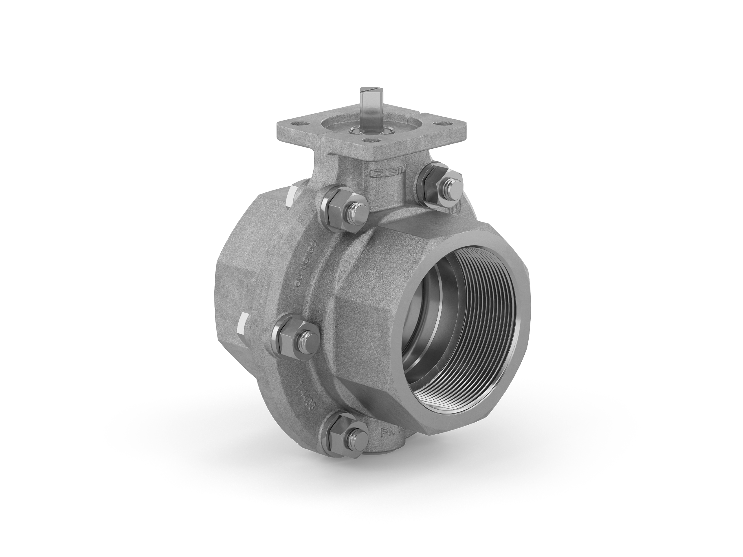 Compact stainless steel shut-off flap type K415 with square mounting.