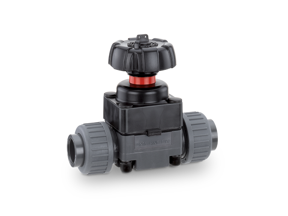 Manual 2/2-way diaphragm valve made of plastic