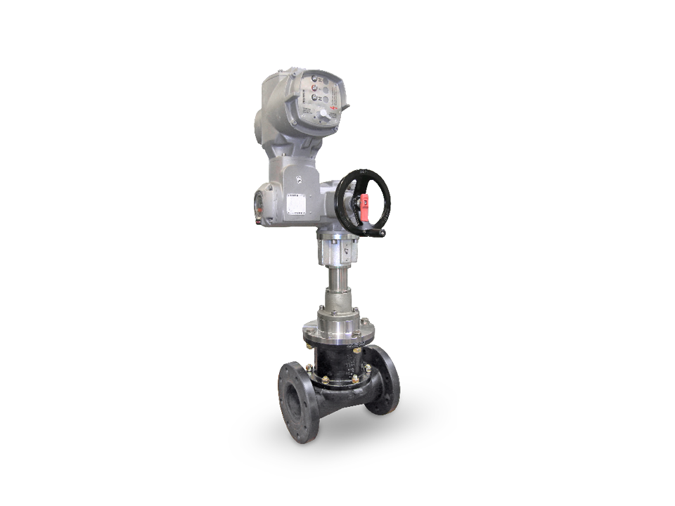 Elektrisch betriebenes Membranventil mit Flanschverbindung und Handrad – ideal für chemische Industrie, Wasseraufbereitung und Prozessautomation.