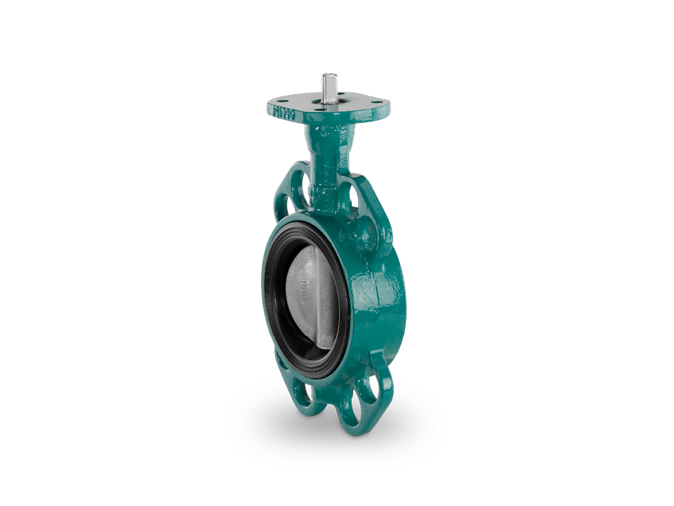 Centric butterfly valve with stainless steel disc, elastic seal and flange connection – ideal for water treatment, chemical and process engineering.