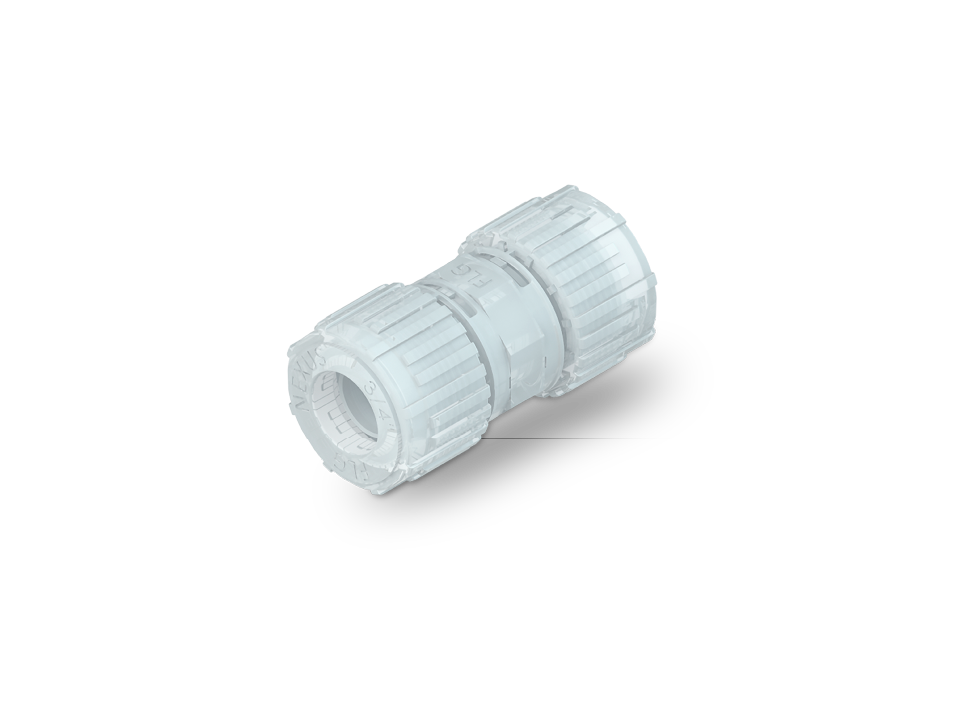 NXSU Nexus Connect Übergangsfitting mit zylindrischer Steckform, freigestellt dargestellt.