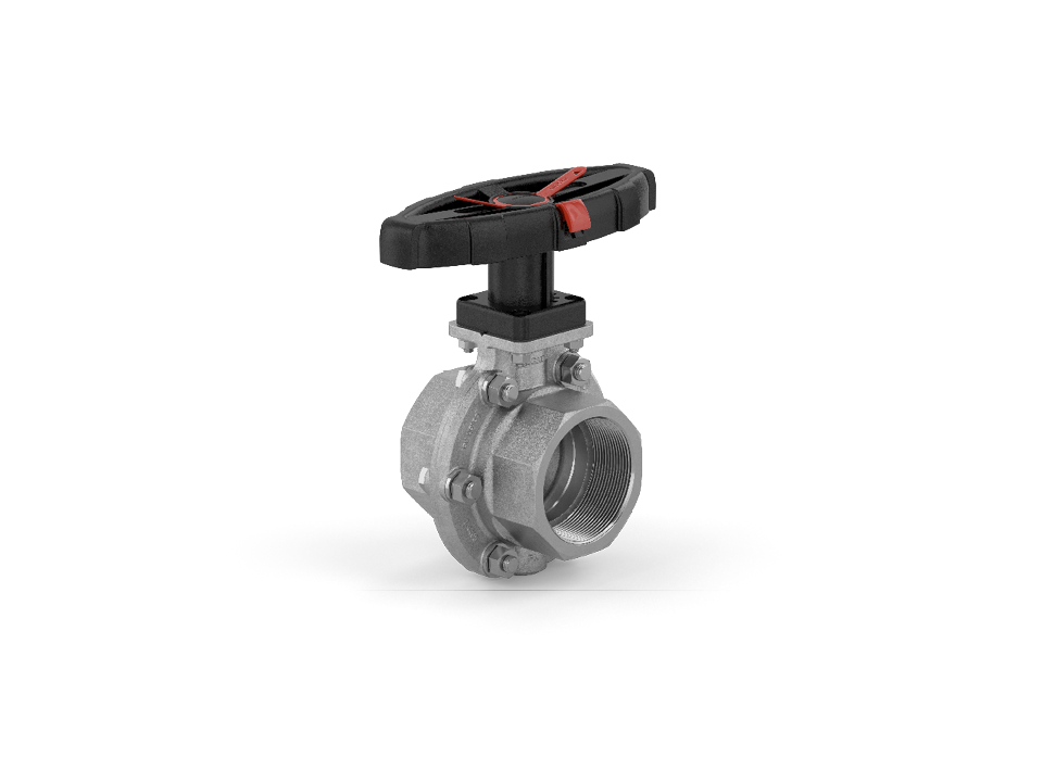 Manuelle Absperrklappe aus Edelstahl mit ergonomischem Handrad und Tri-Clamp-Anschlüssen – ideal für Lebensmittel-, Getränke- und Pharmaindustrie.