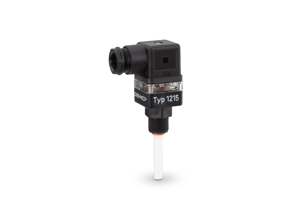 Compact position indicator type 1215 with LED display and actuating rod for precise valve monitoring in industrial applications.