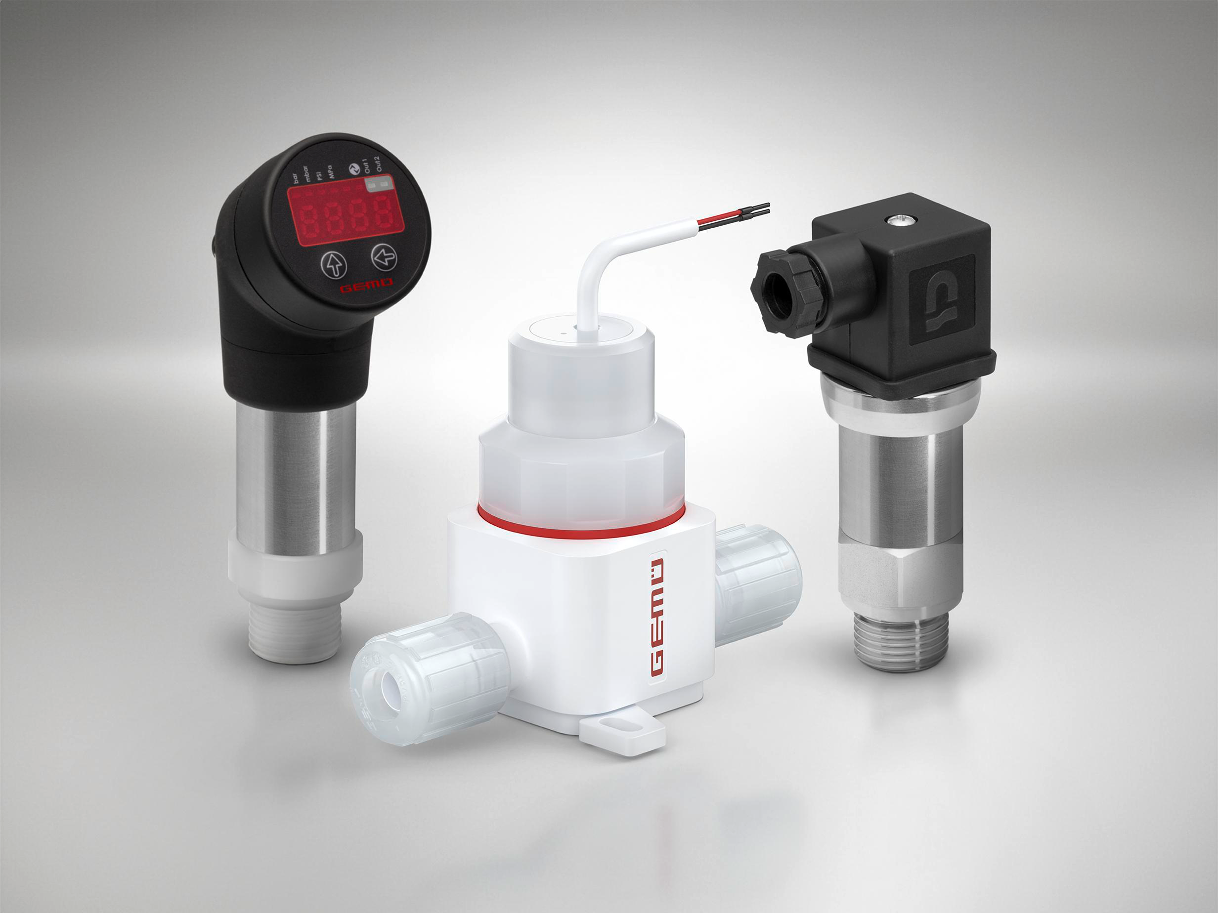 Temperature and pressure sensors from GEMÜ for industrial processes.