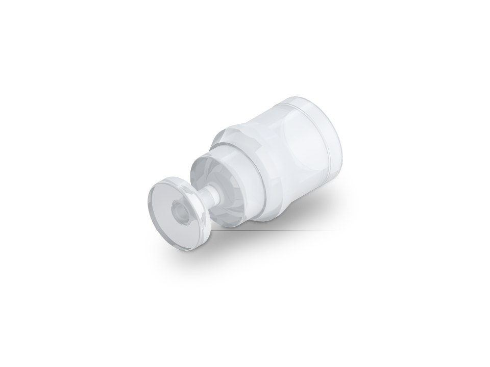 Nexus Connect Fitting aus hochreinem PFA mit Überwurfmutter und Gauge Ring zur sicheren, dichten Verbindung für Reinstmedien bis 200 °C.