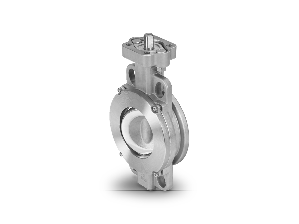 Vanne papillon haute performance en acier inoxydable avec revêtement PTFE et raccord à bride – idéale pour l'industrie chimique, pharmaceutique et alimentaire.