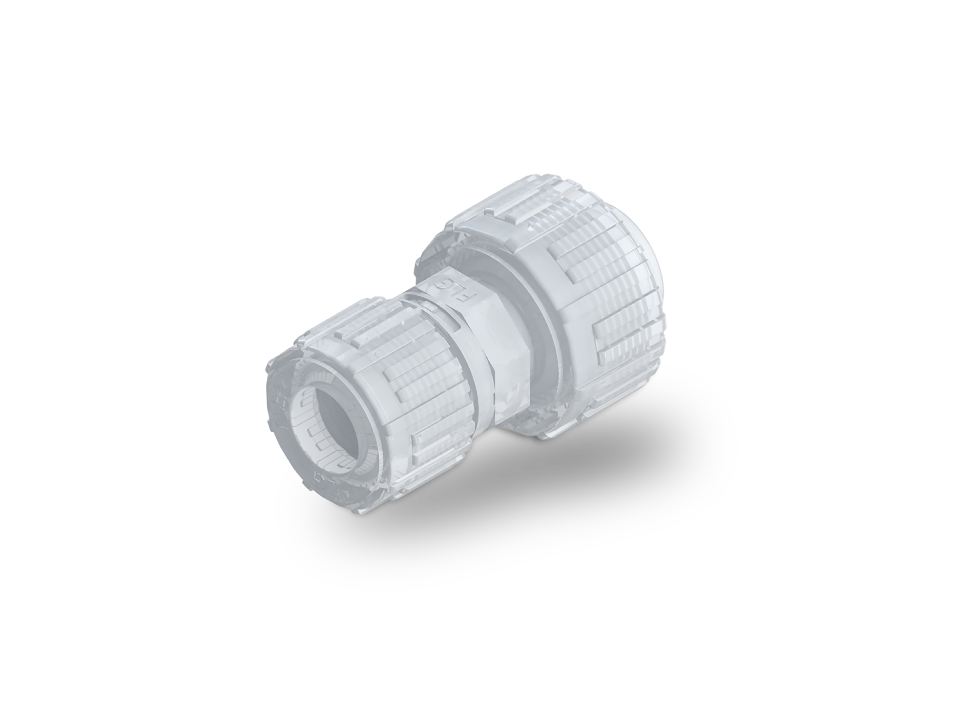 PFA Y-piece with Nexus Connect and SpaceSaver for safe media distribution in high-purity applications.