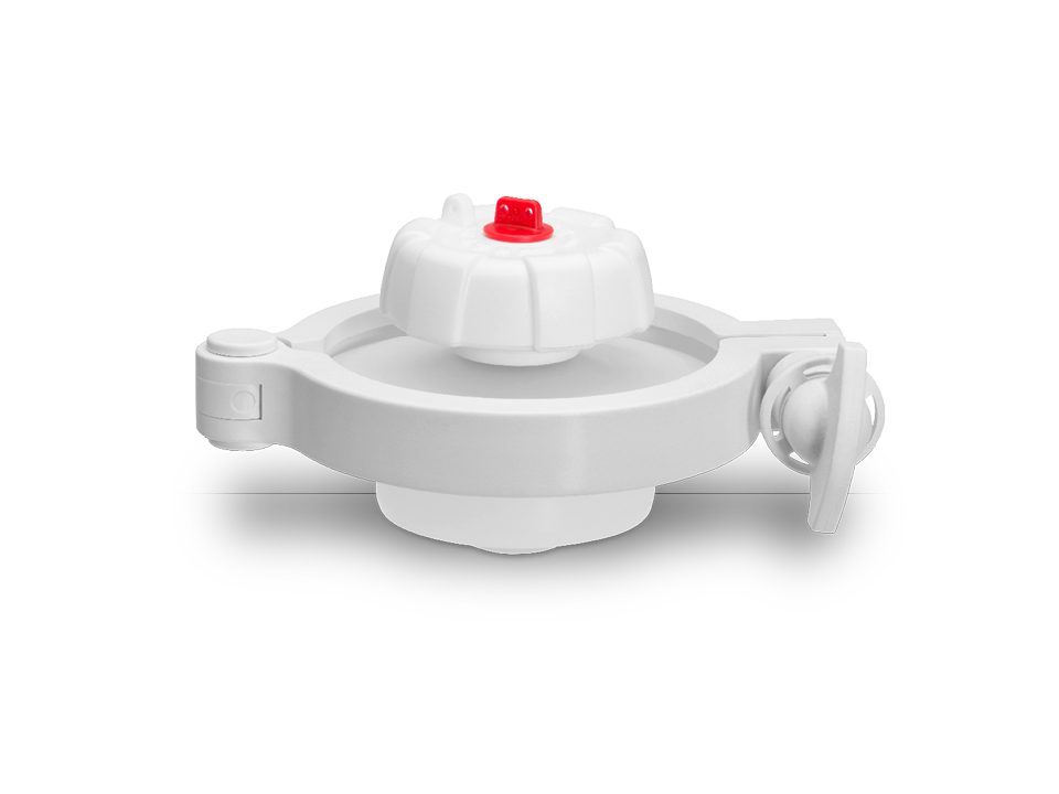 Vanne à usage unique GEMÜ en plastique avec volant pour commande manuelle – pour applications stériles dans les domaines de la biopharmacie et de la technologie médicale.