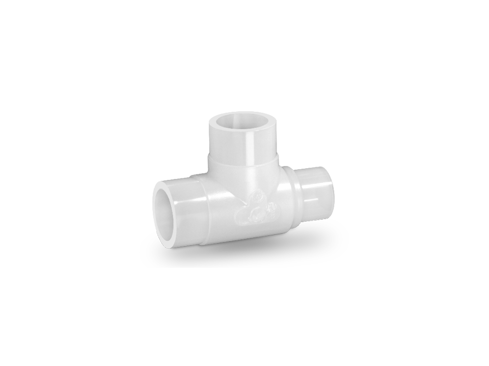 Raccord en T en plastique blanc avec trois raccords lisses pour des dérivations sûres dans les applications industrielles.,Raccord en T en plastique blanc avec trois raccords lisses pour des dérivations sûres dans les applications industrielles.